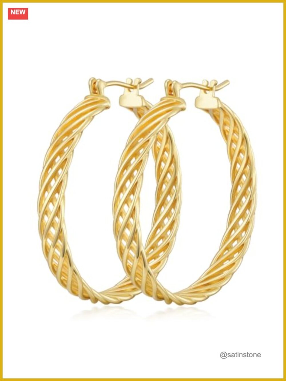 14k Gold Plated Hoop Earrings Fine Weave Huggie Lightweight Hypoallergenic